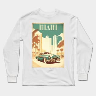 Miami Vintage Travel Art Poster Long Sleeve T-Shirt